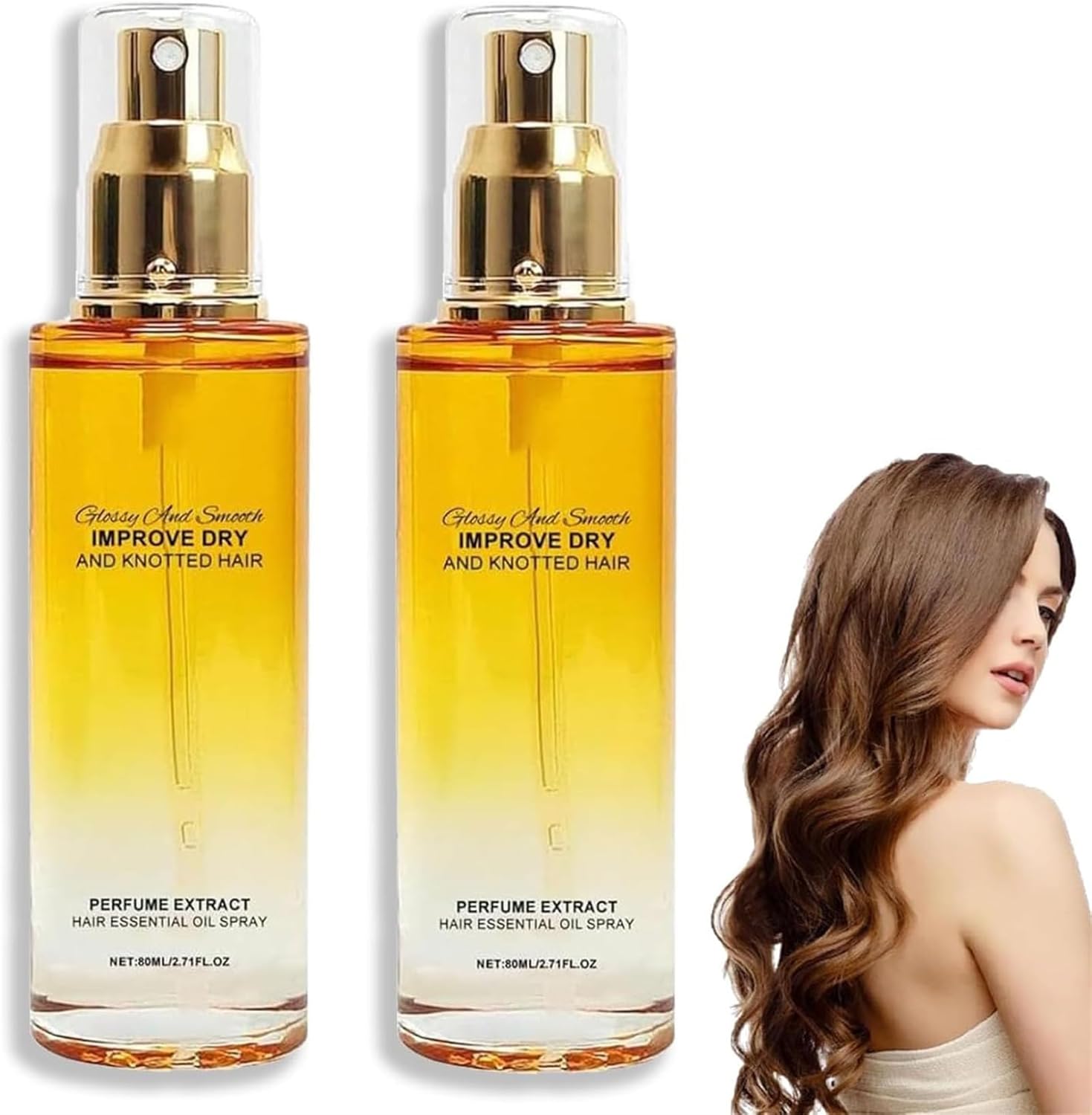 Conditioning Oil Spray Scalp & Hair Strengthener Leave-in Comforting, Scented Hair Oil Perfume Spray for Women, Repairing Essence Hair Mask for Dry, Frizzy, and Damaged Hair, 80 ml (2 Pieces)