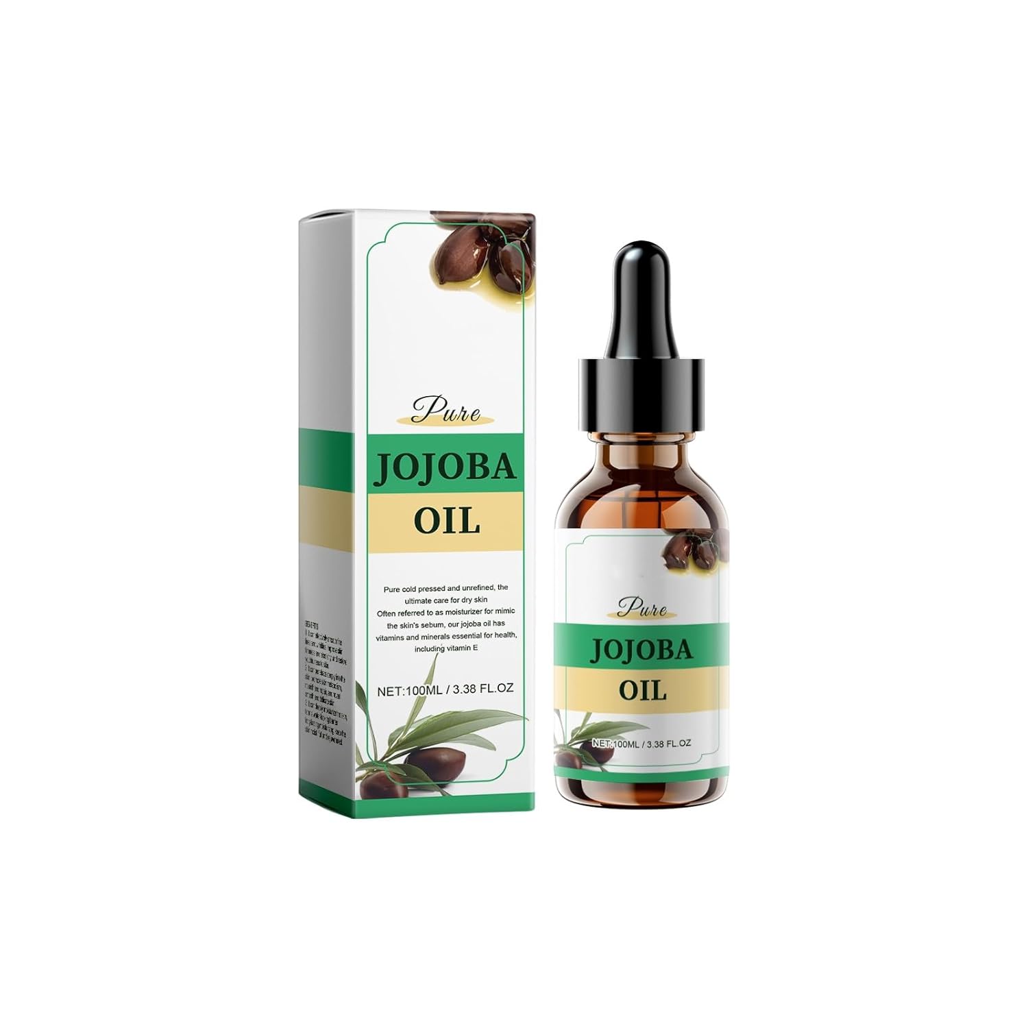 Generic Jojoba Oil for Body, Hair, Face, Nails, Dietary Supplement, Firming Skin, Refreshing, Moisturising, Anti-Wrinkles, Moisturising, 100 ml Gjs564 (White, 3.9 x 3.9 x 13.9 cm)
