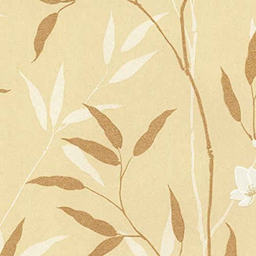 galerie-24 Md29406 Cream Floral Impressions Seide, Gold, Weiß Galerie Wallpaper