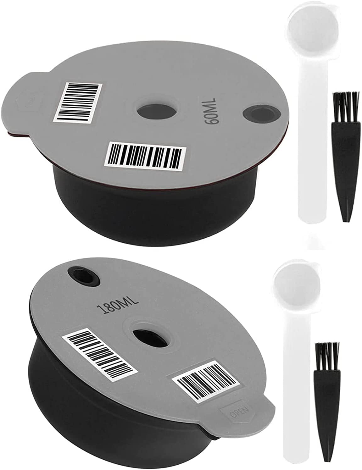 Scoutteemo Coffee Capsules for Tassimo Refillable Reusable Coffee Filter Coffee Pads for Bosch-s Tassimo Machines Refillable Capsules Refillable Pads 180 ml 60 ml