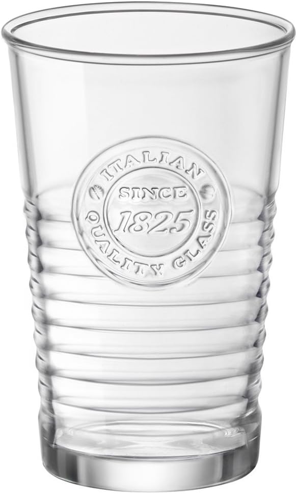Bormioli Rocco Officina 1825 Water Tumblers 10.6oz/300ml - Set of 6 - Vintage Embossed Highball Glasses