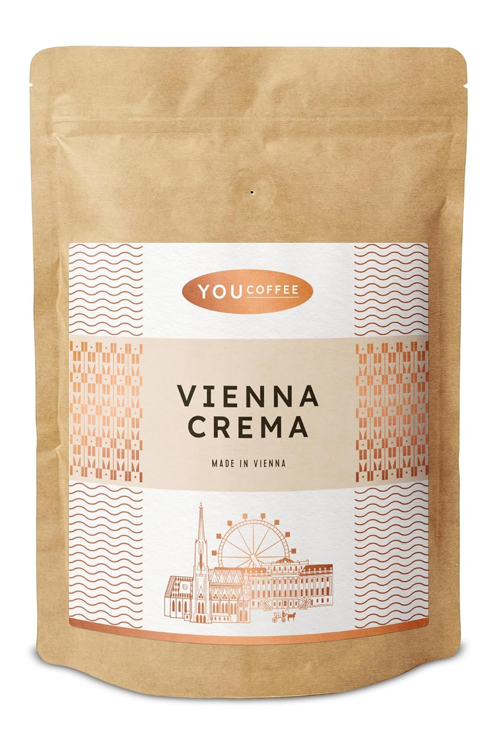 FROG.coffee You Coffee Vienna Crema Coffee Beans - 100% Arabica - Aroma Notes of Chocolate & Nut - Made in Vienna - 1000 g Whole Beans