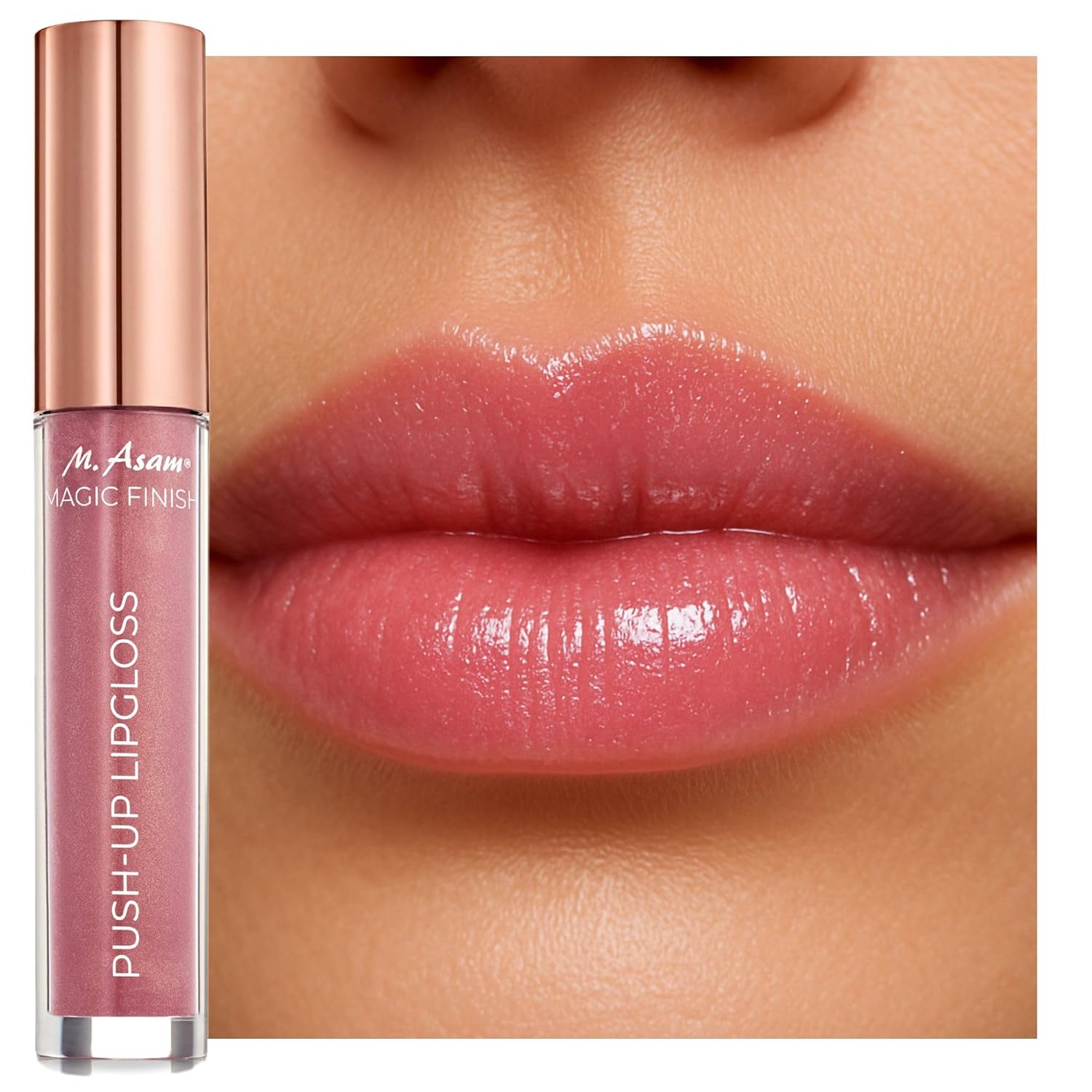 M. Asam Magic Finish Push-Up Lip Gloss Rosewood Light (4 ml) - Plumping Rosewood Lip Gloss for Full, Shiny Lips, Enriched with Hyaluron, Tingling Push-Up Effect