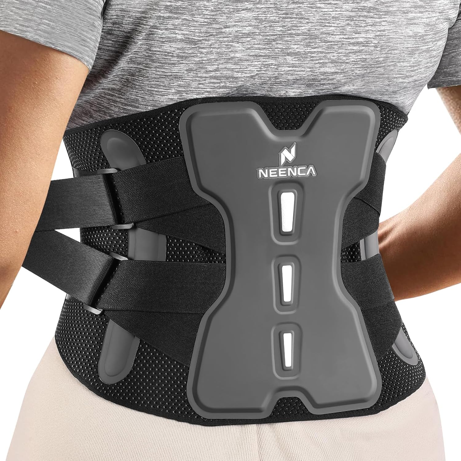 NEENCA Store NEENCA Back Support Belt for Lower Back Pain Relief with Bionic Support System, Lumbar Operation Belt for Women Men with Lumbar Pad (Black, XL)