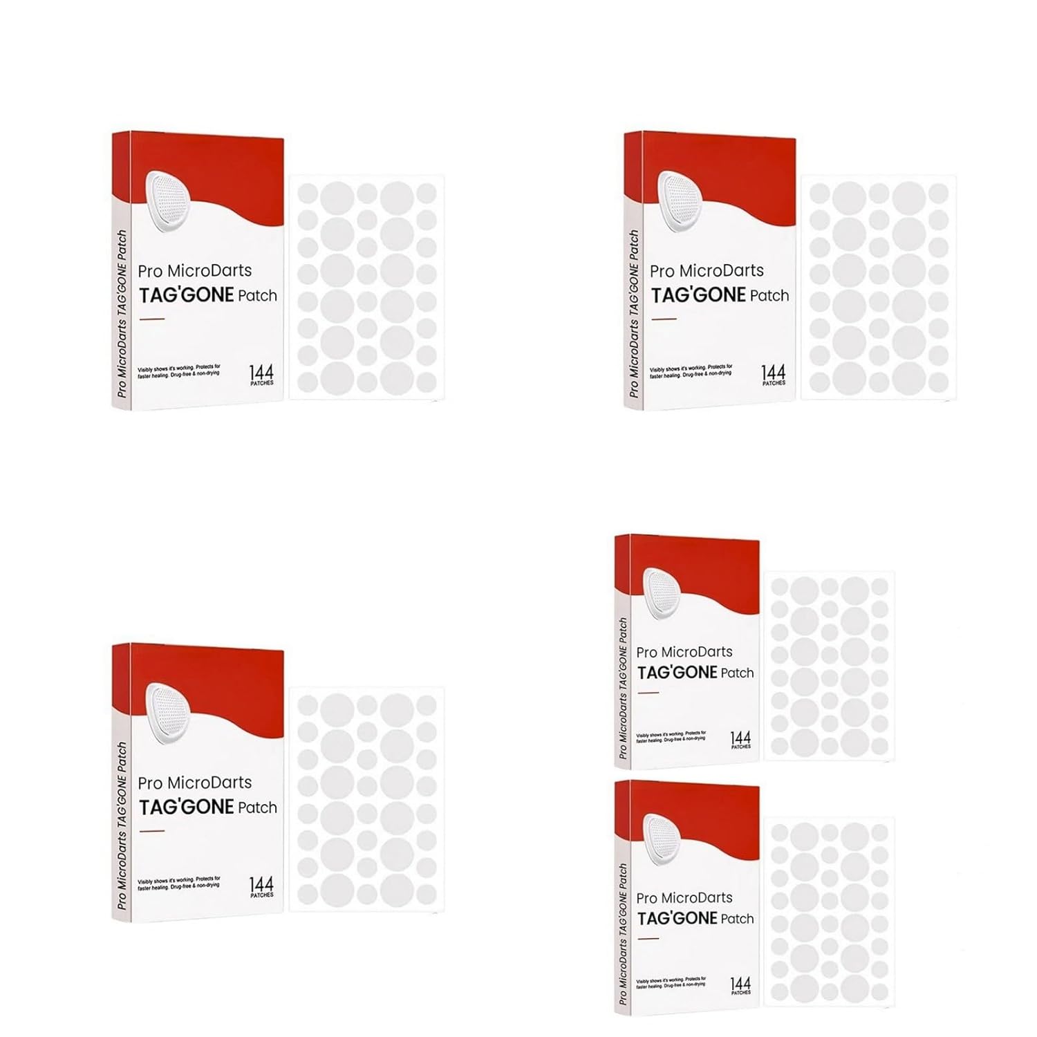Pro Microdarts Tag'Gone Skin Patches, Microdart Patches for Skin Tag Removal, Pimple Patch, Anti-Pimple Patches, Microdarts Tag'Gone Patch for Facial Blemishes, 5 Boxes