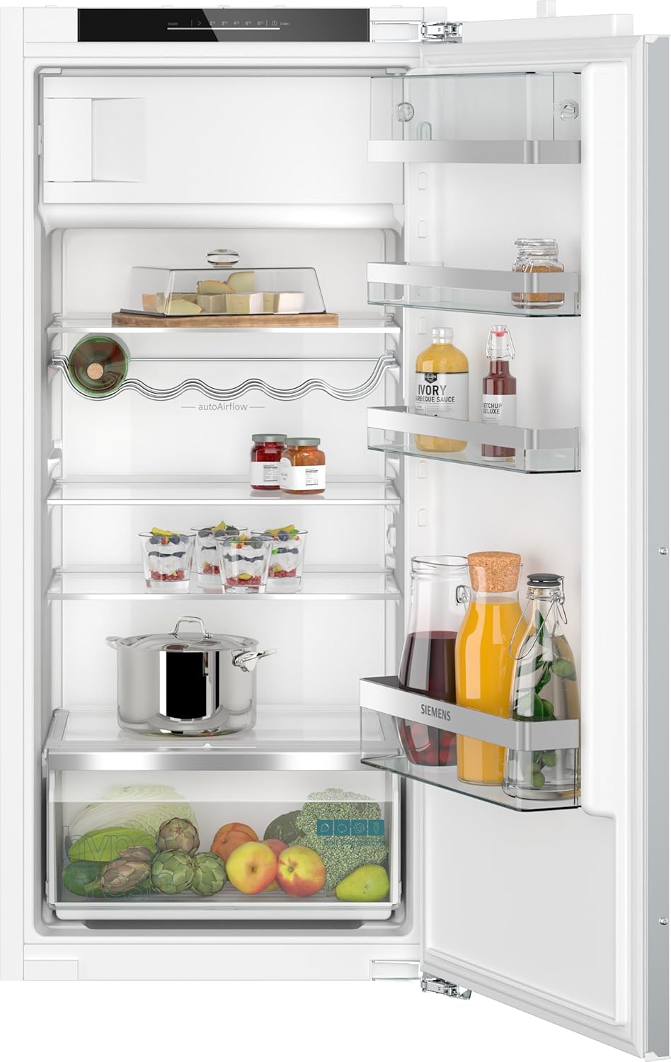 SIEMENS KI42LADD1 iQ500 Built-in Fridge with Freezer, 122.5 x 56 cm, Made in Germany, hyperFresh, Electronic Temperature Control, AutoAirflow, Door Alarm