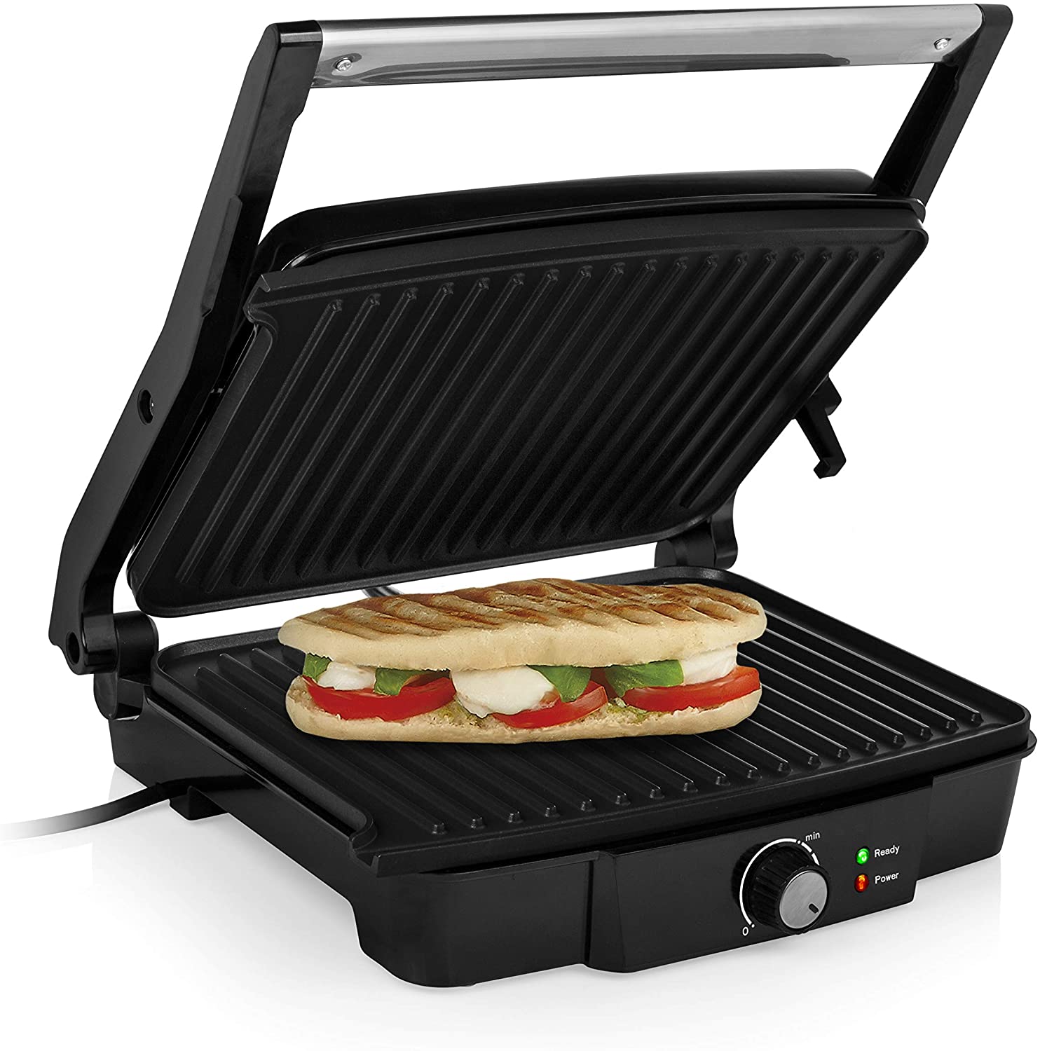 Tristar Contact Grill GR-2846, Sandwich Maker with Stainless Steel Design, 