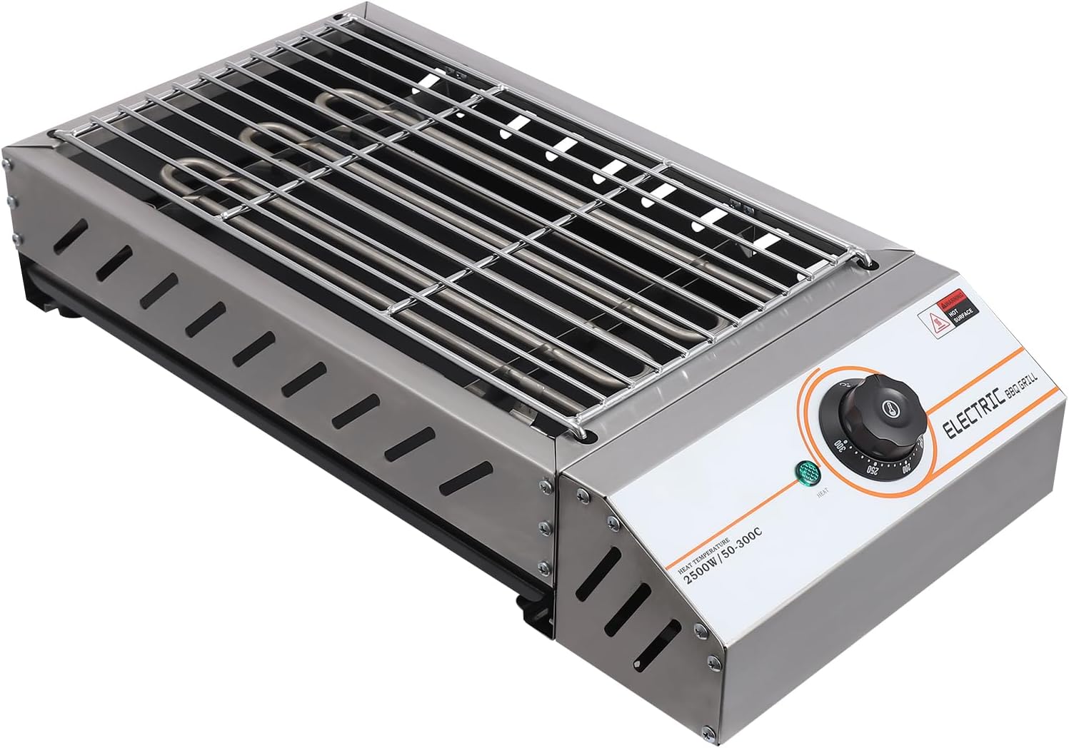 Electric Table Grill, 2500 W Electric Grill for Balcony & Camping - Stainless Steel Grill with Temperature Control (50-300 °C), Ideal as Electric Grill Camping or for Patio & Kitchen