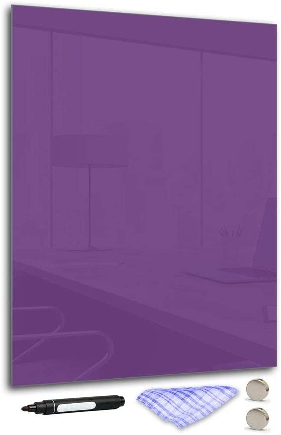 DekoGlas Decorative Glass Magnetic Board 90 x 70 cm Various Colours with Pen, Cloth and Magnets