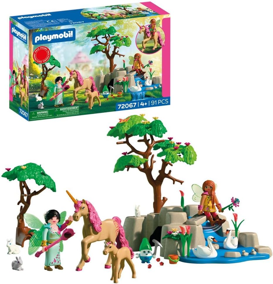 PLAYMOBIL Fantasy & Magic Excursion of the Fairies, 2 Fairies, Unicorn Family & Joyling with Gemstone Cave, Promotes Creativity, Children\'s Toy from 4 Years, 72067