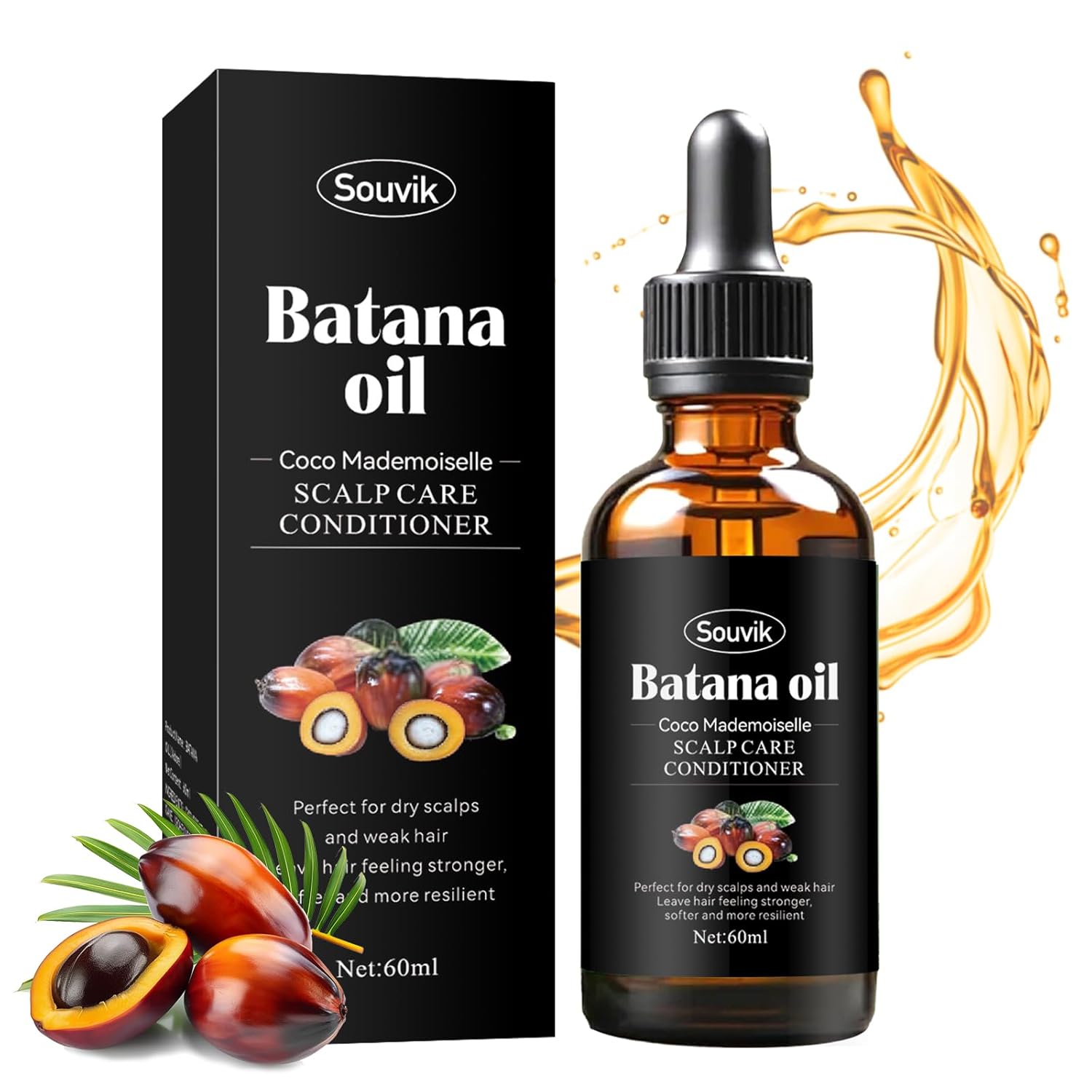Souvik Batana Oil for Hair 60 ml Cold Pressed Batana Oil to Promote Hair Growth Repairs Dry and Damaged Hair Moisturises and Nourishes Shiny