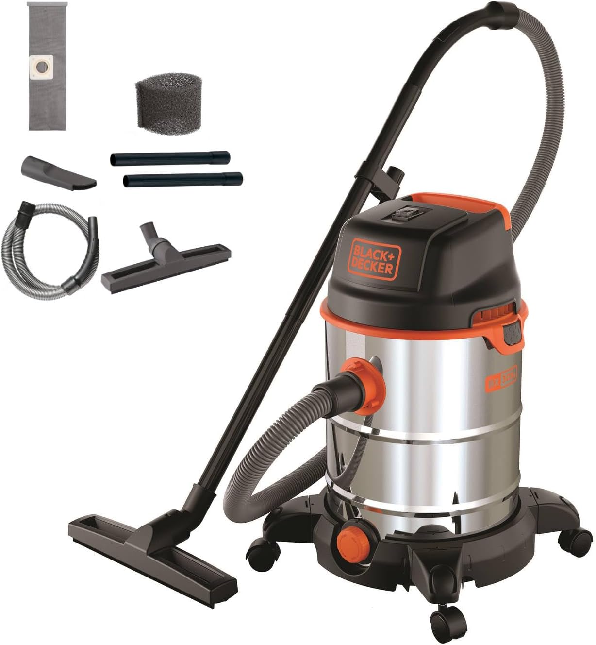 BLACK+DECKER BXVC30XDE Wet and Dry Vacuum Cleaner (1600 W, 30 Liters)