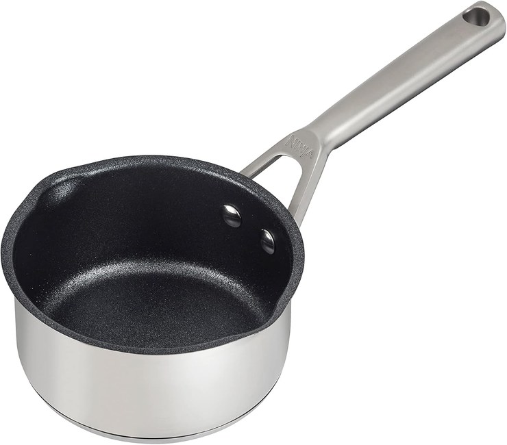 Ninja ZEROSTICK Stainless Steel Cookware 16cm Milk Pan, Durable, Non-Stick, Induction Compatible, Oven Safe to 500F, Cast Stainless Steel Handle C61216UK