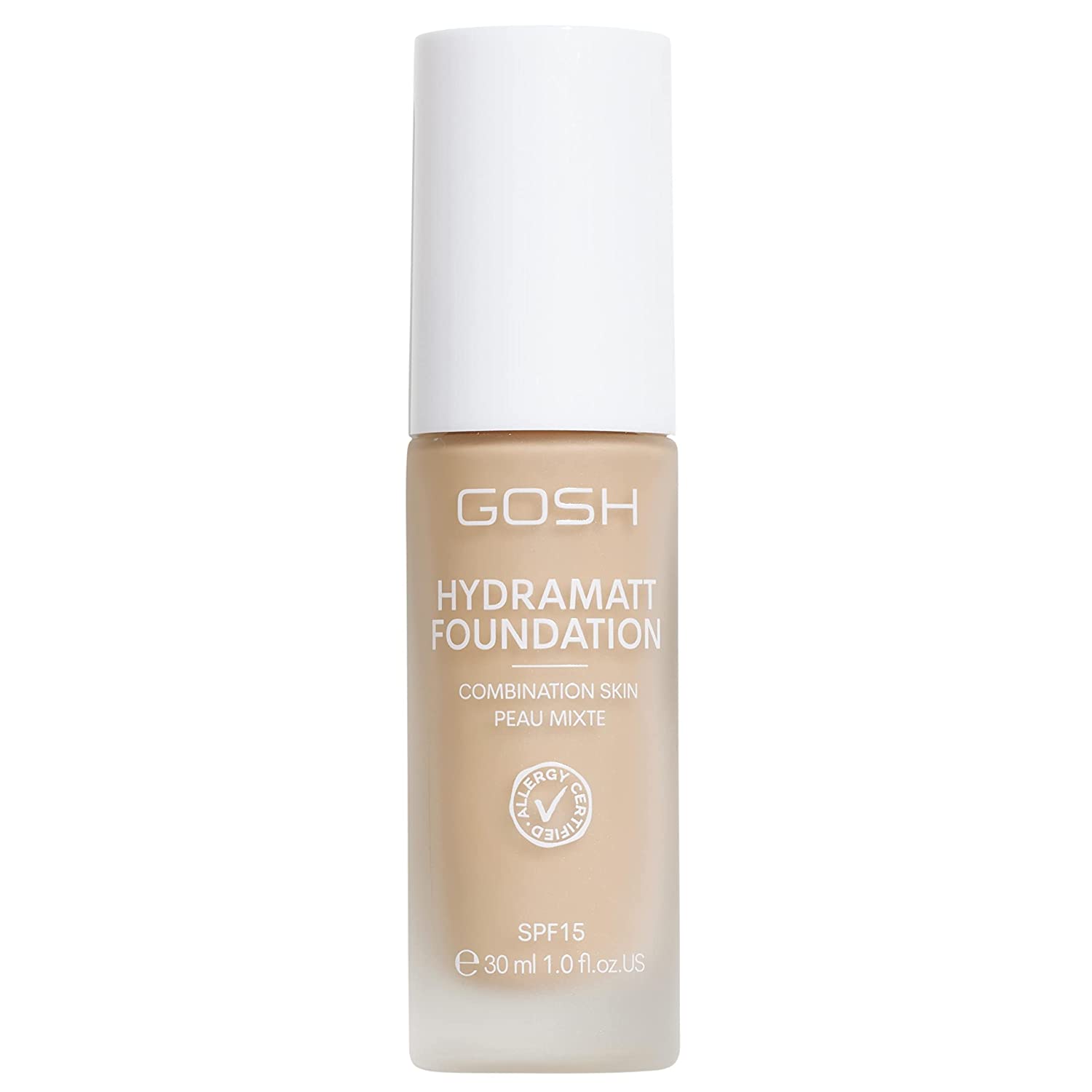 GOSH Foundation with SPF 15 for Light and Dark Skin, Vegan, Matte Makeup for Dry, Sensitive and Oily Skin, Smudge- and Sweat-Proof, Oil-Free, Adjustable Coverage, No Mask Effect, 004N, ‎004n