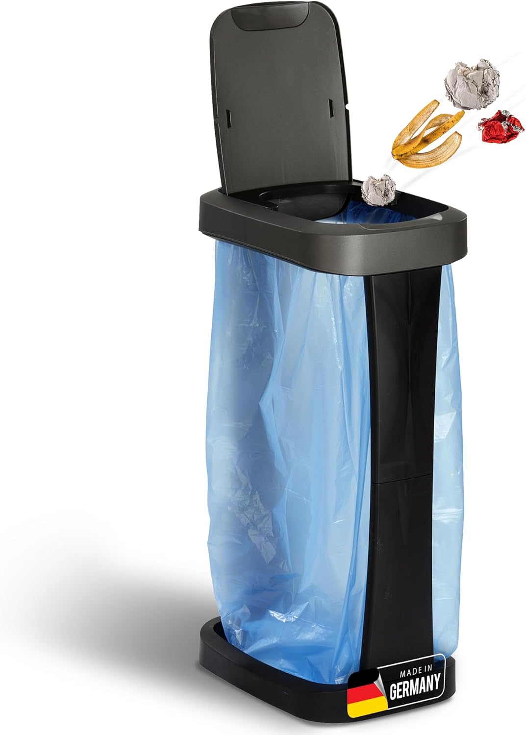 Novaliv Rubbish Bag Stand with Lid for 70L-120L Rubbish Bags, Extra Robust & Firm Stand Suitable for Outdoors, Yellow Sack Rubbish Stand Storage Bin
