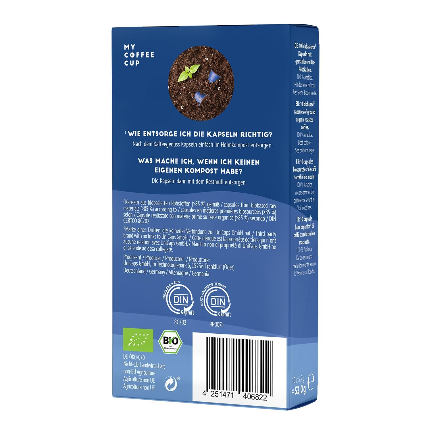 MY-COFFEE CUP My Coffee Cup - Single Origin Colombia - Organic Coffee 3 Packs I 30 Coffee Capsules for Nespresso®³ Capsule Machines I 100% Home and Garden Compostable I Sustainable - 0% Aluminum