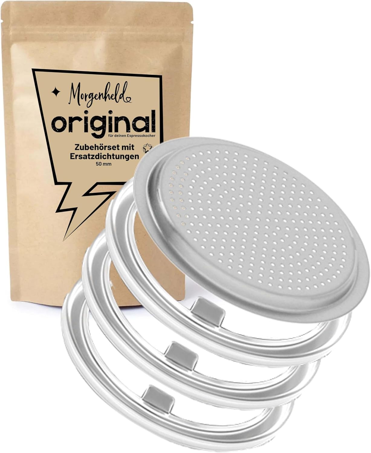 3 x Replacement Silicone Seal Food Safe Espresso Maker Sealing Ring 4 Cups with Stainless Steel Strainer Insert
