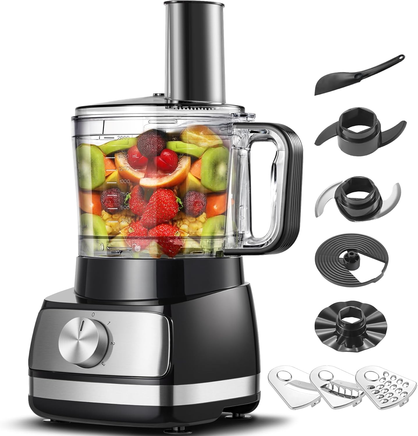 Food Processor, TopStrong Food Processor Chopper, Food Processor Chopper, Multi-Chopper, Compact Food Processor, 3 Speeds & Pulse, Whisk, Chopper, Kneading Machine, 800 W
