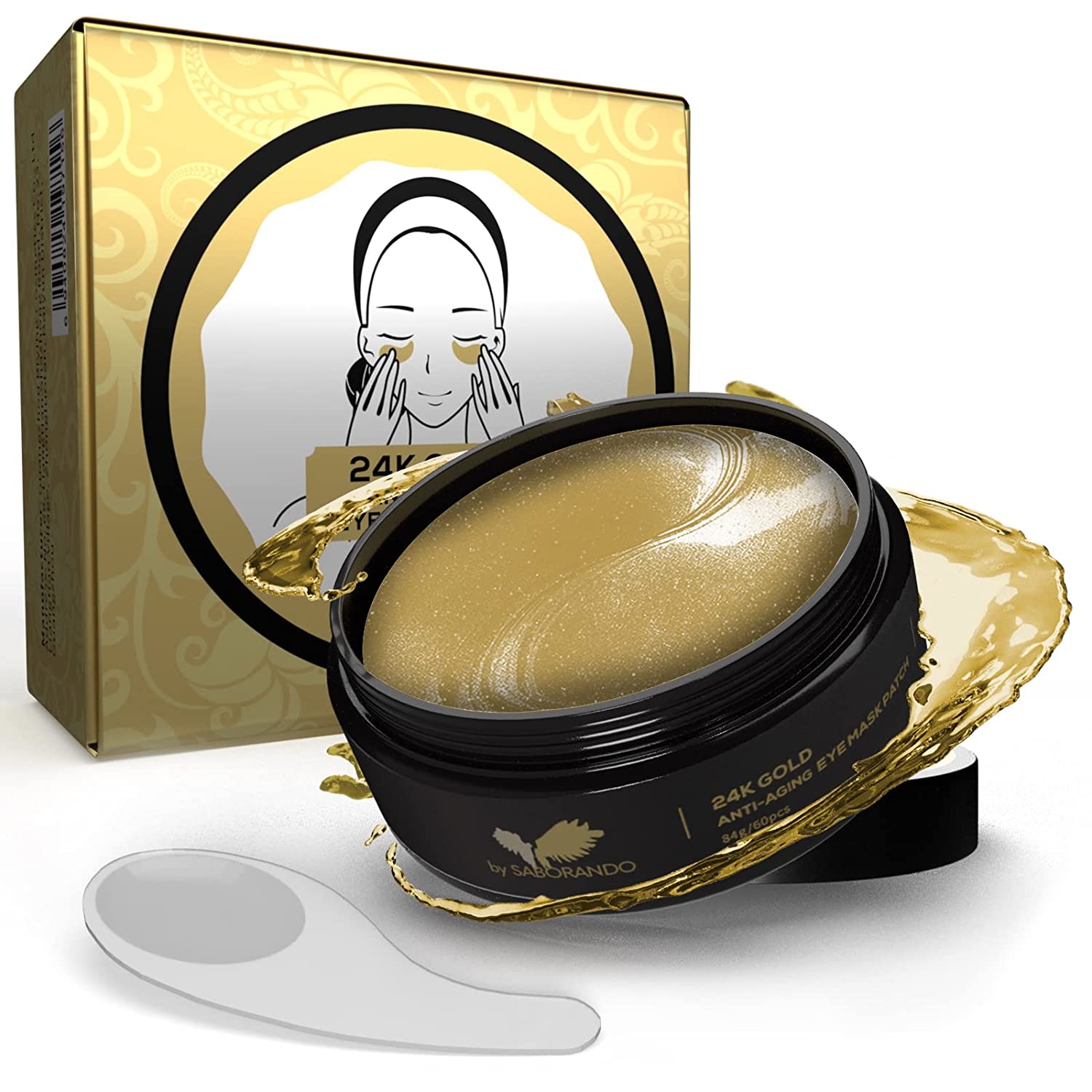 Korean skincare by Saborando - Gold Eye Pads Against Dark Circles & Wrinkle, ‎gold