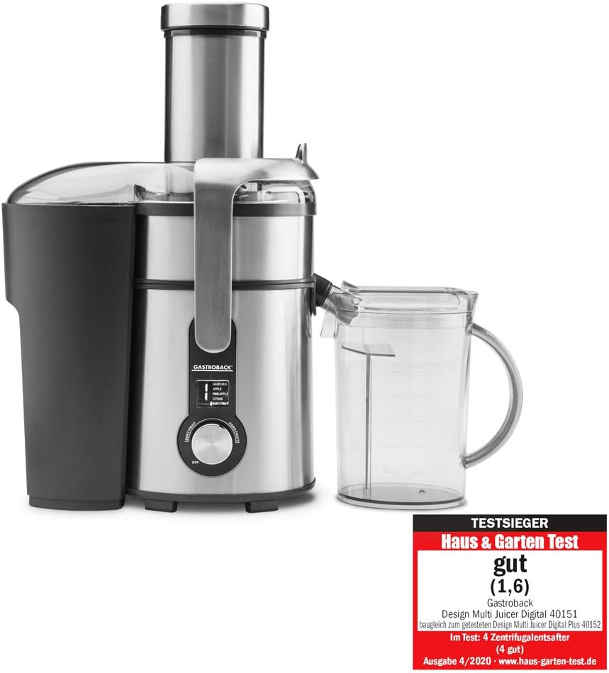 GASTROBACK® 40151 Design Multi Juicer Digital, 1300 W Professional Motor, XXL Feed Chute (Diameter: 84 mm), 5 Speed ​​Settings