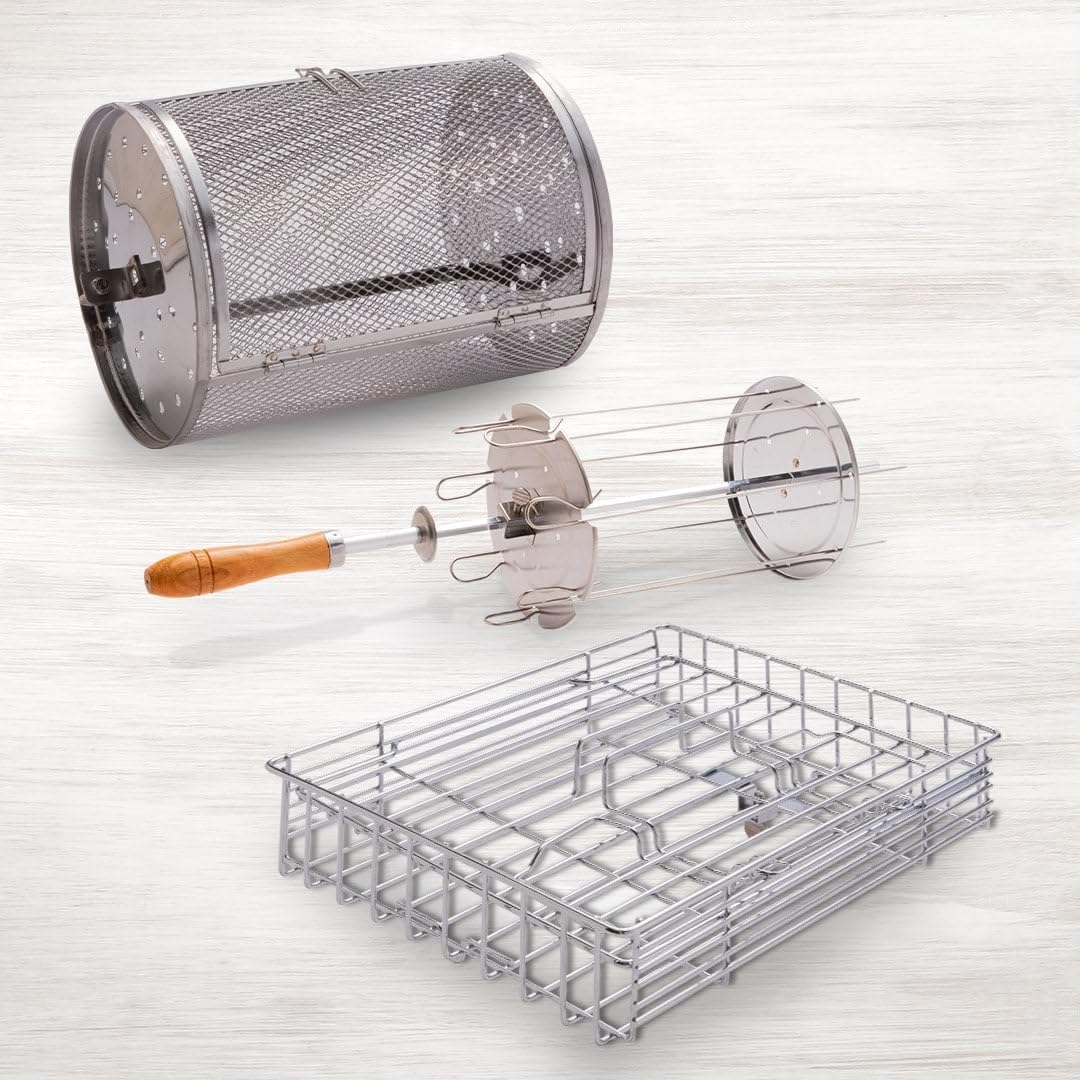 Livington Rotisserie Chef - Accessory Set - Grill Grid, Practical Rotating Basket & Kebab Set - Accessories for Livington Rotisserie Chef Indoor Rotary & Table Grill - Dishwasher Safe