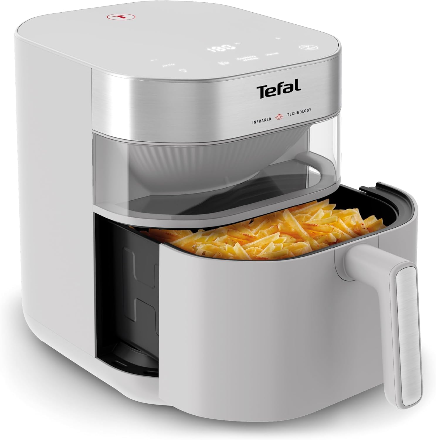 Tefal Easy Fry EY831GE0 Infrared Hot Air Fryer, Up to 99% Less Fat, Infrared Technology, 7 Litres, Digital Control Panel, Viewing Window, Auto-Off, Keep Warm Function, Dishwasher Safe, Grey