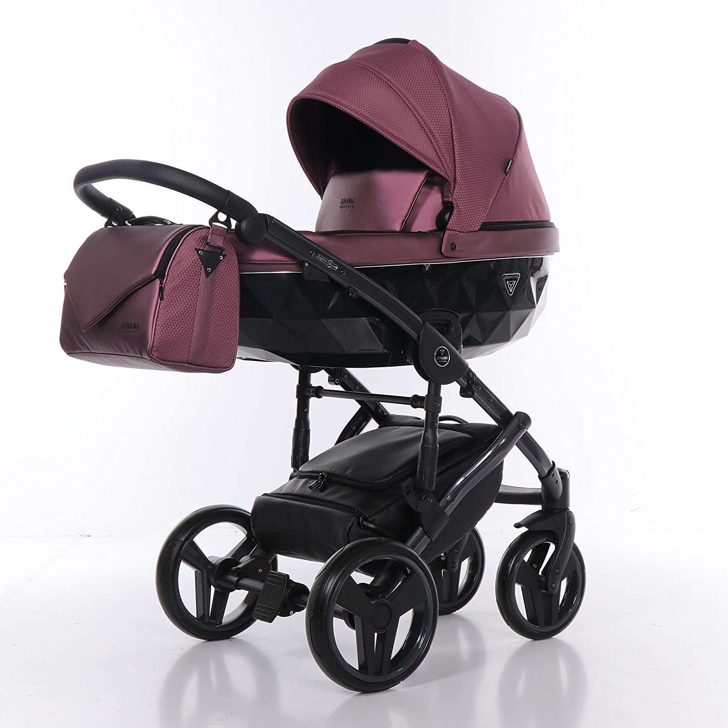 Junama Diamond Sapphire Combination Pram Buggy Set + XXL Accessories (04 Ruby Red, 3-in-1)