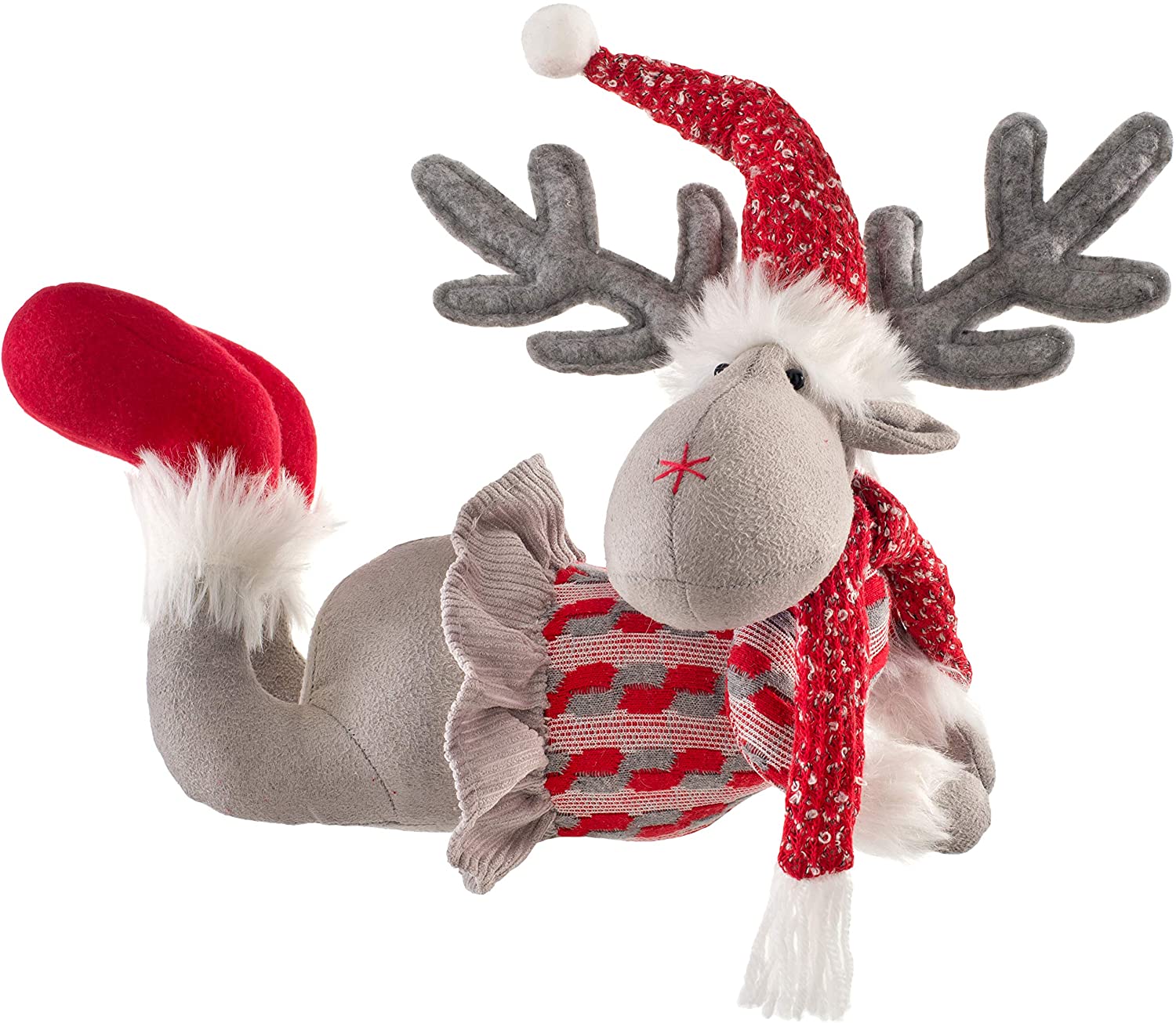 WeRChristmas 32 cm Elk Lying Down Decorative Figurine, Multi-Colour