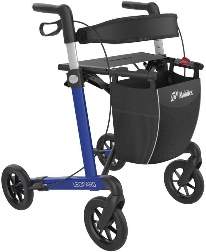 Mobilex Leopard Rollator with Soft Wheels Blue