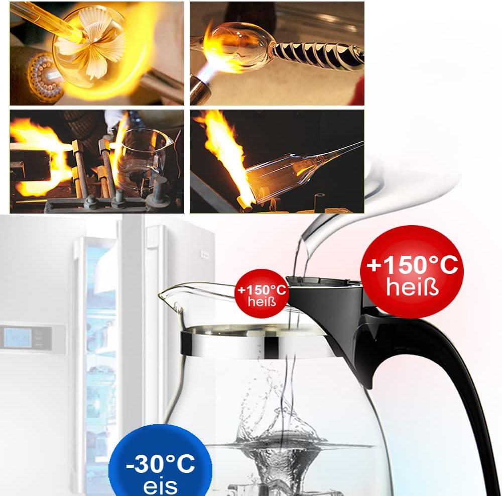 KAMJOVE Since1989 Teapot 600 ml Glass Jug Tea Service Filter Strainer Teapot Kungfutee Glass Tea Maker All-in-One Set Tea and Coffee - Expandable Infuser