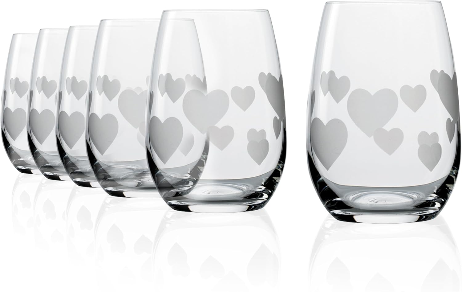 Stölzle Lausitz Store Stölzle Lausitz L\'Amour Frosted Tumblers, Set of 6, 335 ml, Elegant Water Glasses with Romantic Design, High-Quality Crystal Glass Juice Glasses, Dishwasher & Shockproof, Made in Germany