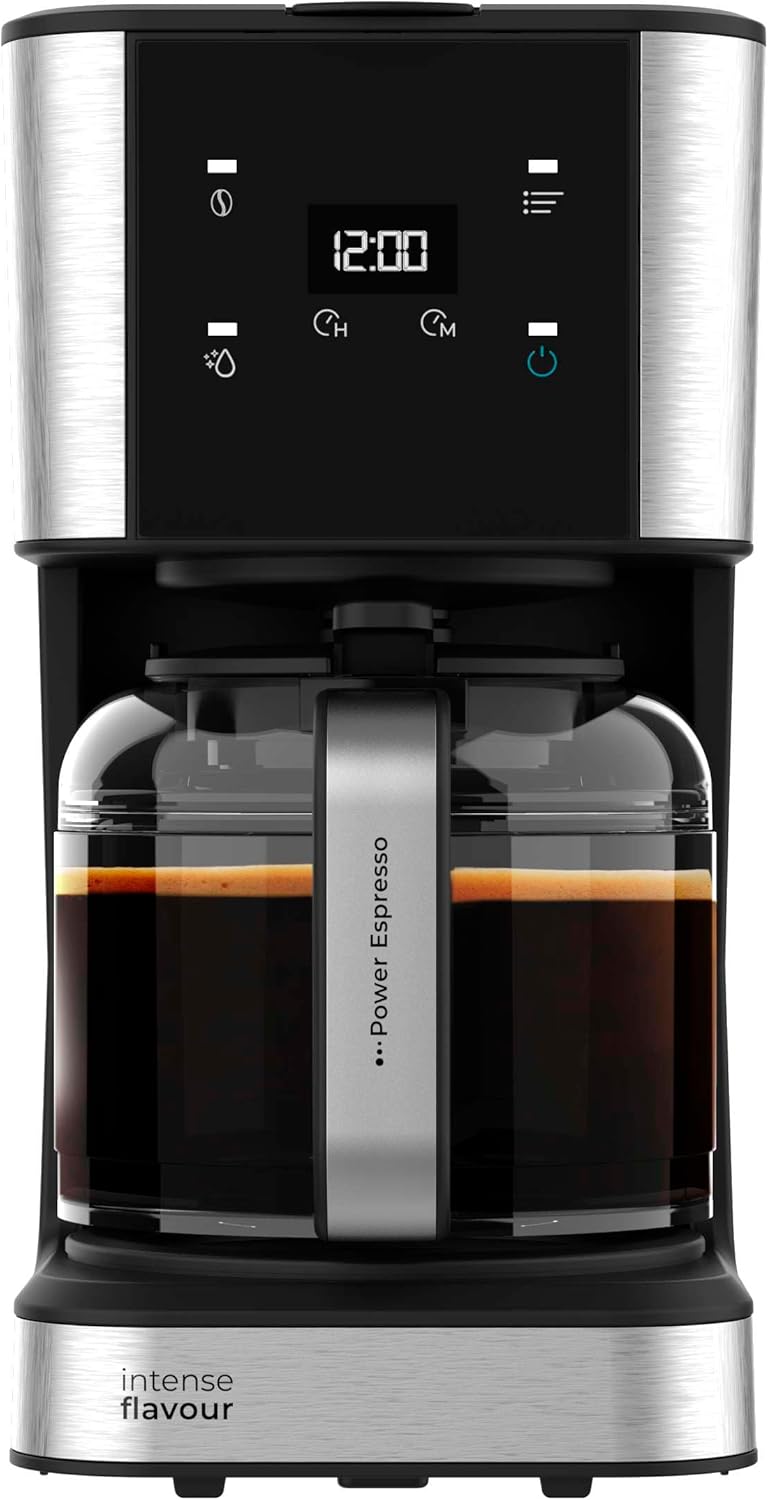 Cecotec Filter Coffee 66 Drop and Touch, Power 950 W, 1.5 L, 12 Cups, Touch Screen, Glass Jug, 24 Hour Timer, 6 Switches, Reusable Mesh Filter