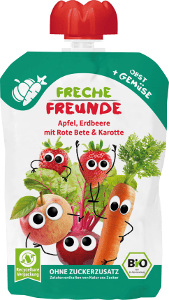 FRECHE FREUNDE Squeeze apple, strawberry with beetroot & carrot from 6 months, 100 g