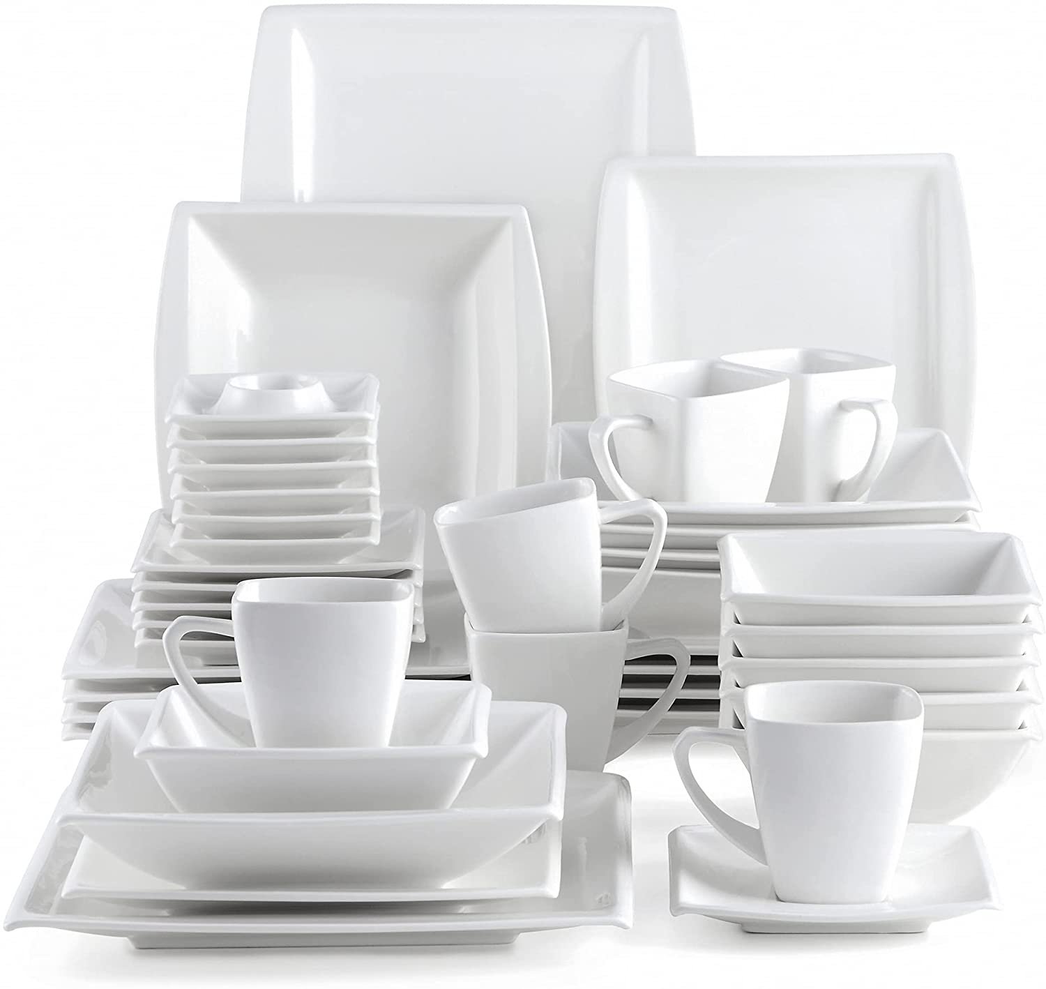 Malacasa Blance Series 42 Piece Cream White Porcelain Crockery Set for 6 People