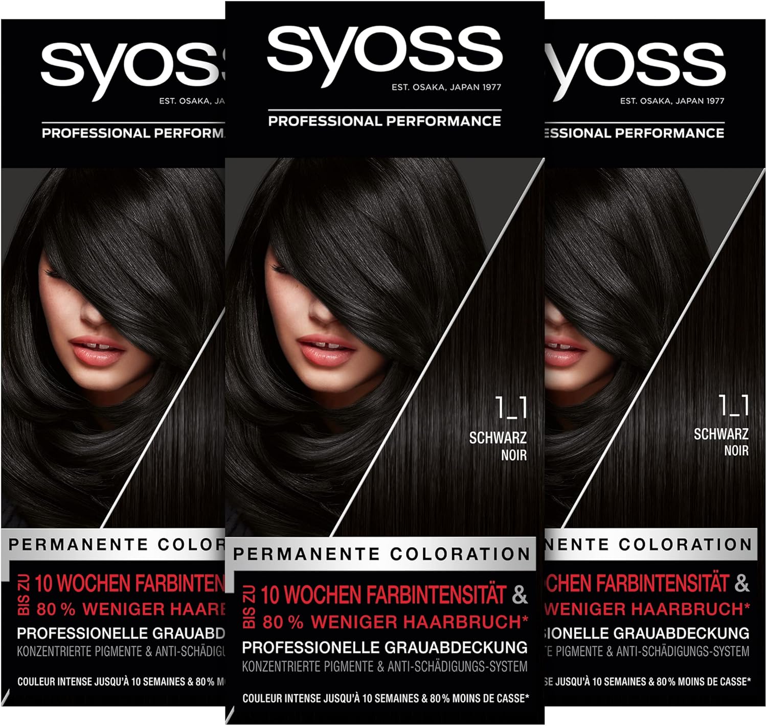SYOSS Coloration Level 3 1_1 Black, up to 10 weeks of color intensity, 3-pack (3 x 115 ml)