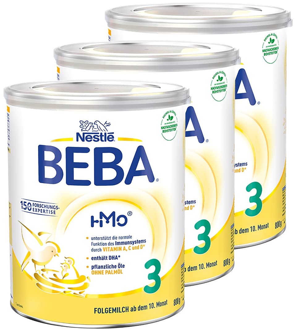Nestlé BEBA 3 Folgemilch, Folgenahrung ab dem 10. Monat, 3er Pack (3 x 800g)