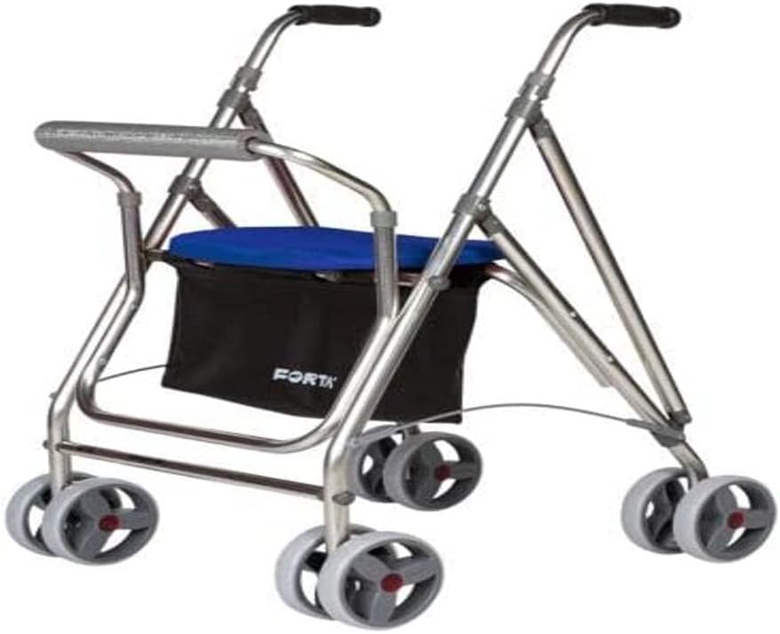 Forta Aluminum Walker With Seat | Basket | 4 wheels | KANGURO HD | Blue colour