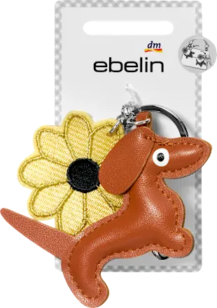 ebelin Keyring & bag charm, dachshund & sunflower, 1 pc.