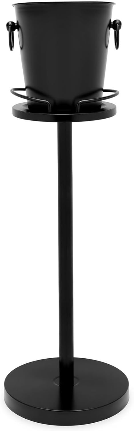 Bredemeijer Store Bredemeijer Single Wall Champagne Cooler with Stand in Matte Black - Elegant Champagne Wine Cooler Made of Stainless Steel in Timeless Style - Ideal for Parties, Wedding Parties and Anniversaries