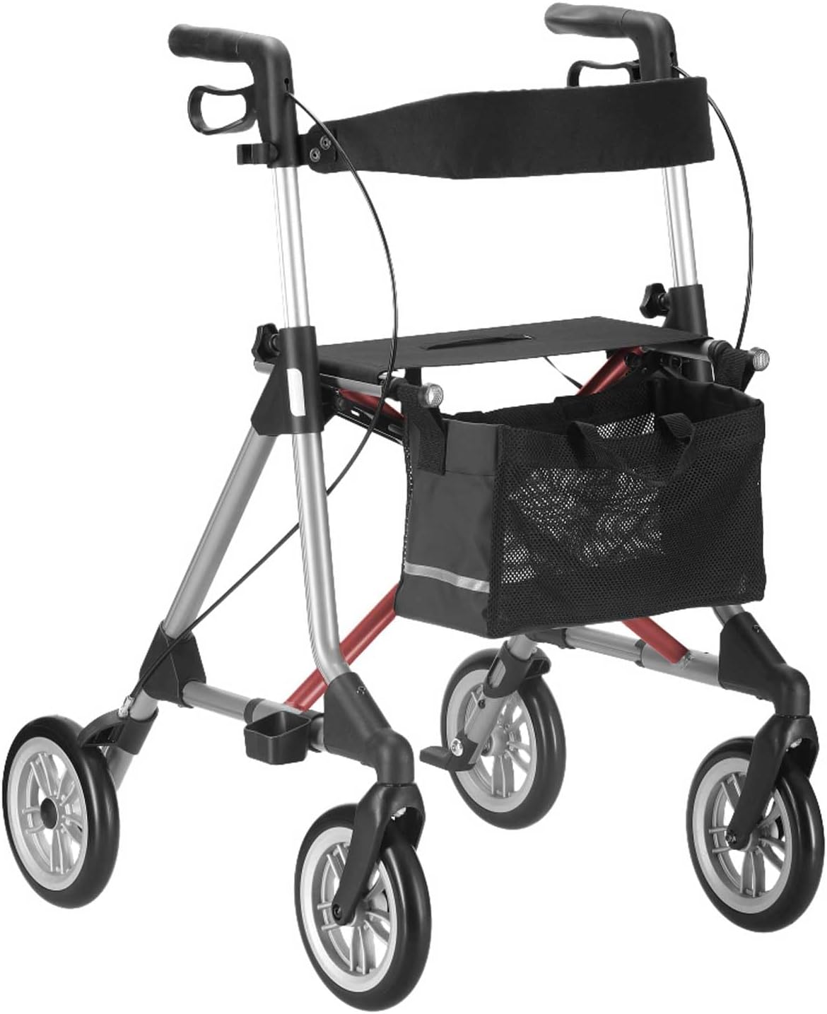 Russka Elan Plus Rollator with Extra Soft Comfort Wheels, Anthracite/Dark Red