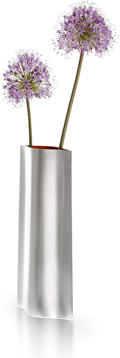 Philippi Flow Vase S Stainless Steel Handbrushed 18 cm (H) White