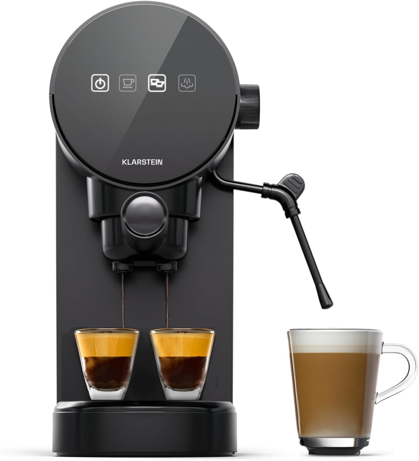 Klarstein Espresso Portafilter Machine with Milk Frother, 0.9 L Retro Mini Espresso Machine with Portafilter, 1360 Watt Small Coffee Machine, Coffee Machine for Cappuccino, Latte & Macchiato