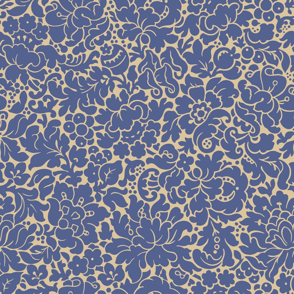 BorasTapeter Karlslund 2924 Non-Woven Wallpaper with Flower Motif in 1782 Blue/Beige