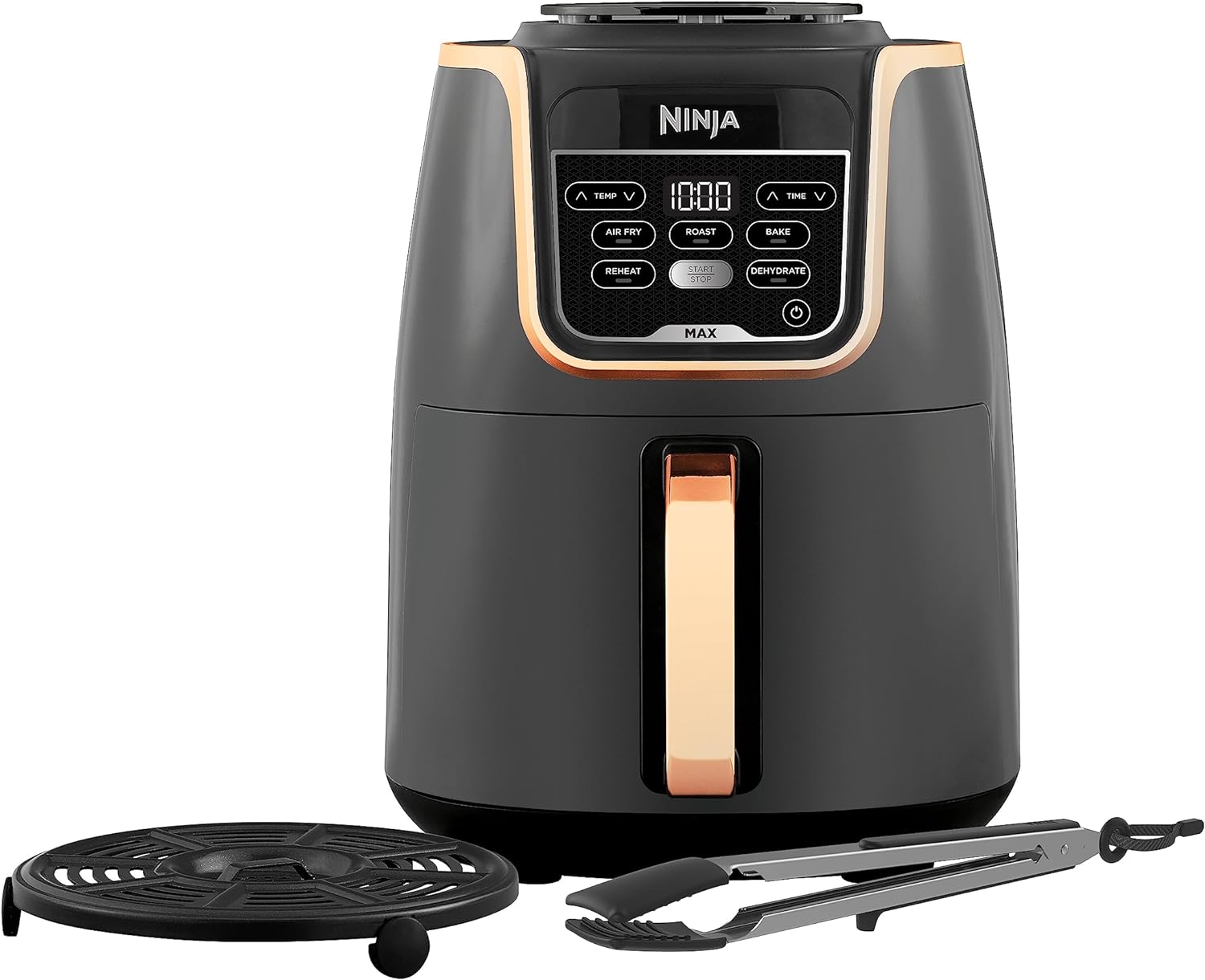 Ninja Air Fryer MAX Hot Air Fryer, 5.2L Airfryer, with Tongs, Family Size, Non-Stick Coating, Dishwasher Safe Basket, 5-in-1, Amazon Exclusive, Copper/Black, AF150EUCP