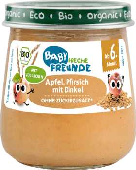 FRECHE FREUNDE Fruit and grain apple, peach with spelled from the 6th month, 120 g