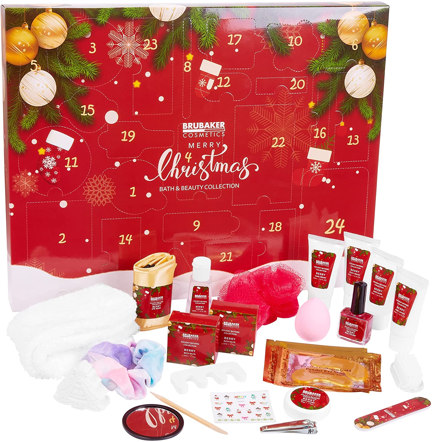 BRUBAKER Cosmetics Beauty Advent Calendar 2021 - XXL Wellness Christmas Cal, ‎rot
