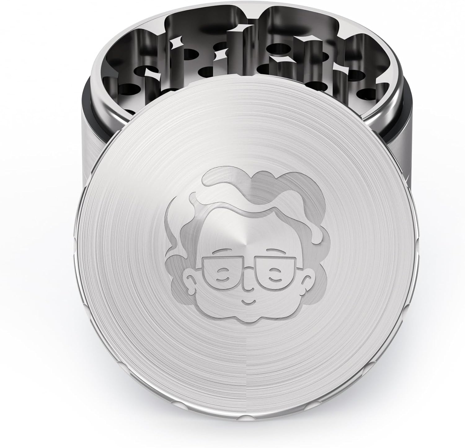 Granny\'s Stainless Steel Grinder in Diameter 63 mm, Set of 4, Herb Mill, Large and Highest Workmanship Quality, Stainless Steel, High-End