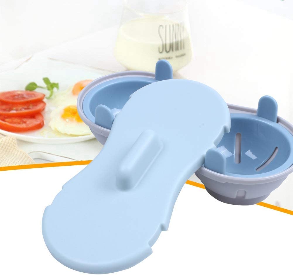 Ganata Microwave Poacher Cookware Double Cup Double Cavity High Capacity Design Egg Cooker Collection Egg Poaching Cups Microwave Steamer Kitchen Gadget