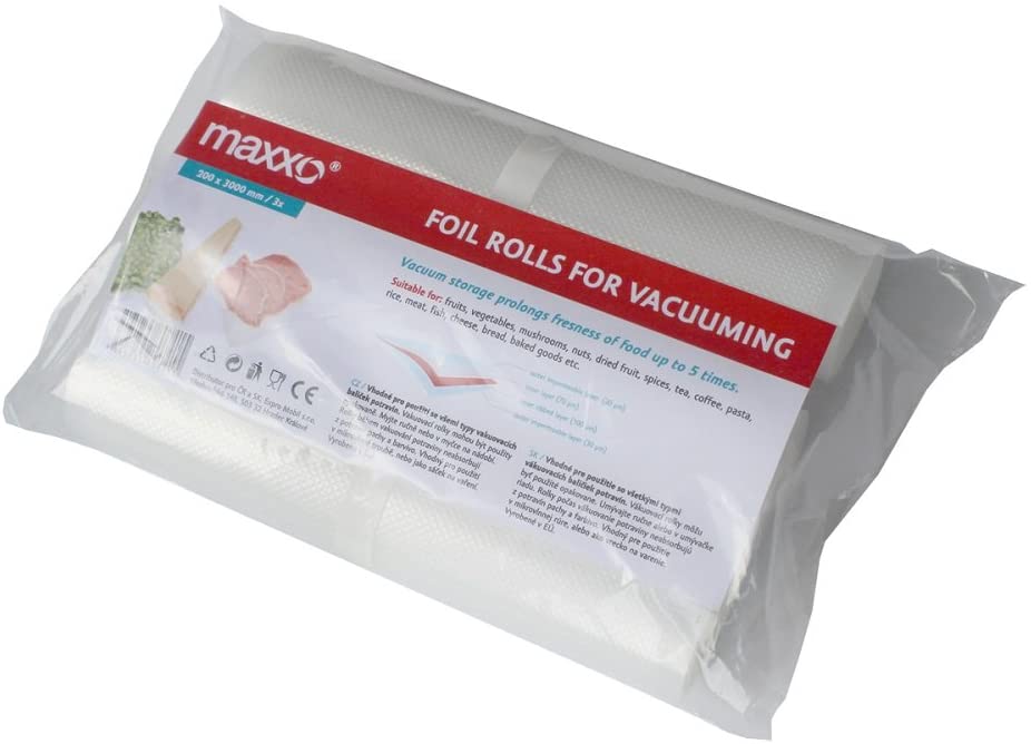 Maxxo Mega Pack Vacuum Film Hose, Goffrierte Surface Durable And Solid Welded, Volume 4 x 28 x 300 cm and 6 x 20 x 300 cm + 50 Bags