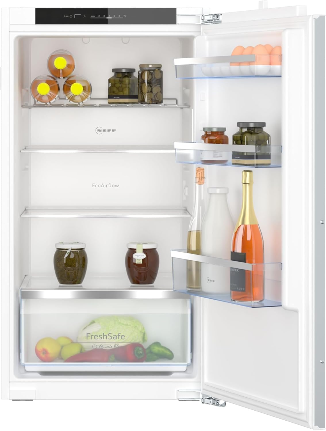 NEFF KI1312FE0, N 50, Built-in Refrigerator, 102.5 x 56 cm, 165 L Cooling, Made in Germany, Quiet, Safety Glass, FreshSafe Drawer, Eco Air Flow for Constant Indoor Temperature, Flat Hinge